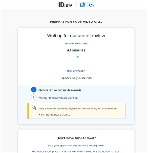 Estimated wait time for ID.me verification video call: 43 minutes! Sign ...