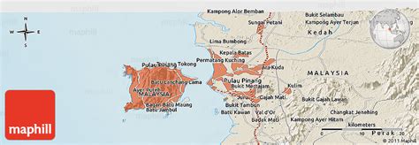 Shaded Relief Panoramic Map of Juru