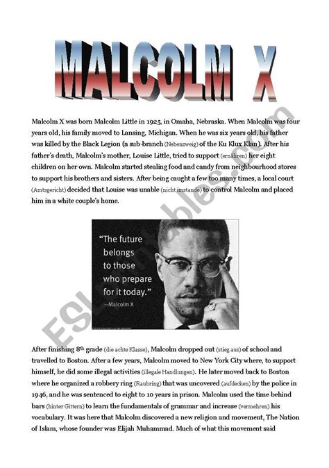 Malcolm X ESL Worksheet By Evelyn 1981 Worksheets Library