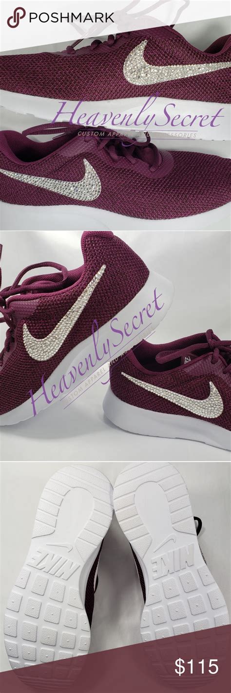 Custom Bling Bordeaux Womens Nike Tanjun Nike Women Custom Bling