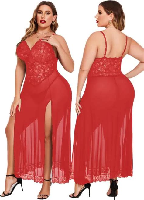 Buy Softwrap Plus Size Women Sexy Nightdress Maxi Lingerie Lace