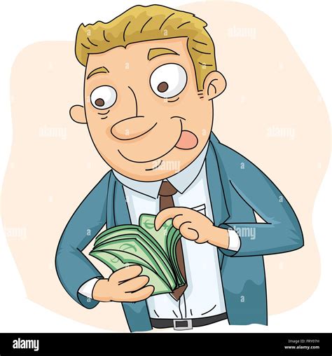 Cartoon businessman counting money with smile expression Stock Vector ...