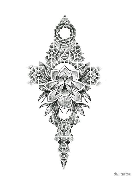 "Flower and geometric pattern " Drawstring Bag for Sale by dtmtattoo