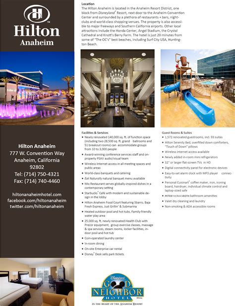 Hotel brochure, Fact sheet, Hotel