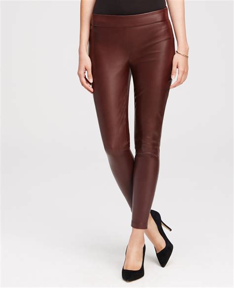 Ann Taylor Faux Leather Leggings In Brown Dark Rusty Red Lyst