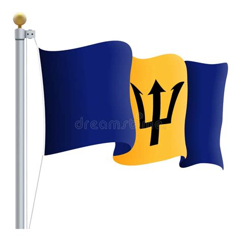 Waving Barbados Flag Isolated On A White Background Vector