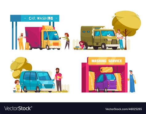 Car wash set Royalty Free Vector Image - VectorStock