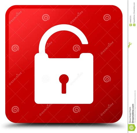 Unlock Icon Red Square Button Stock Illustration Illustration Of