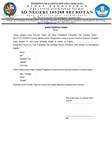 Surat Perintah Tugas Pengawas Anbk Pdf