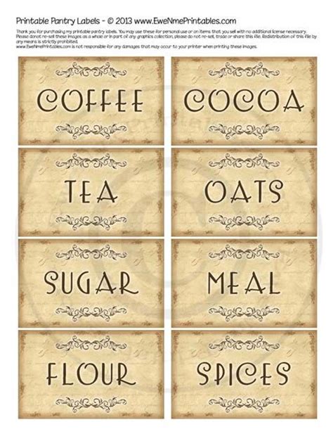 Primitive Labels Pantry Labels Primitive Pantry Labels Vintage