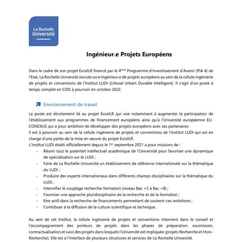 Profil De Poste Ingenieur Projets Europeens Pdf Docdroid