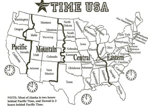 Printable Map United States Time Zones State Names Save Printable Us ...