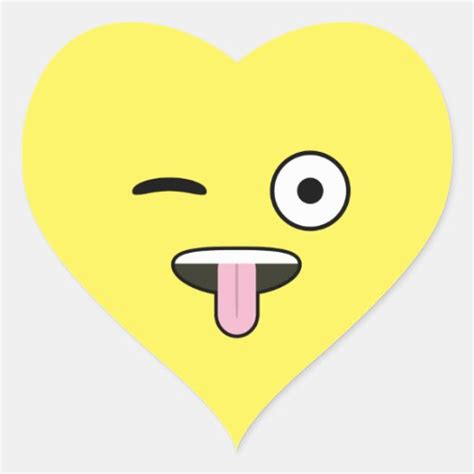 Tongue out Emoji Heart Sticker | Zazzle