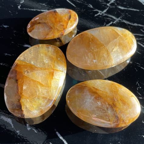 Sage Goddess Golden Healer Quartz Palm Stone For Success