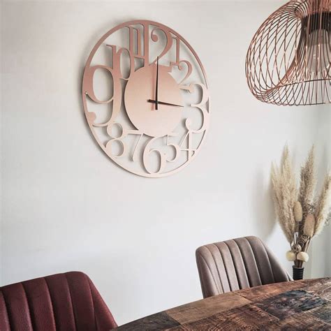 Horloge murale XXL en Alu Dibond Cuivrée Moderne Ø 70 cm wall