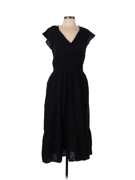 Old Navy 100 Cotton Solid Black Casual Dress Size L 50 Off Thredup