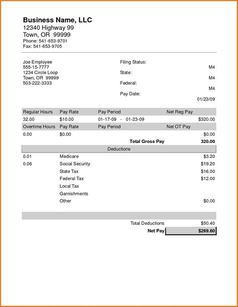 Fillable Pay Stub Forms - Printable Forms Free Online