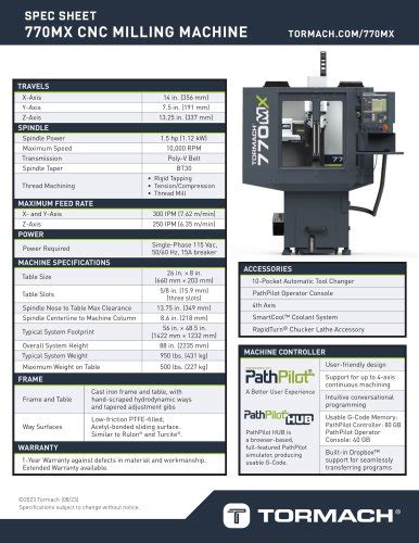 Todos os catálogos e folhetos técnicos Tormach