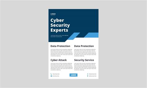 Cyber Security Protection Flyer Design Data Protection Service Poster Leaflet In Blue Color