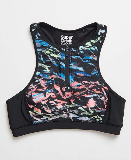 Womens Swim Sport Bikini Top In Multi Colour Print Superdry UK