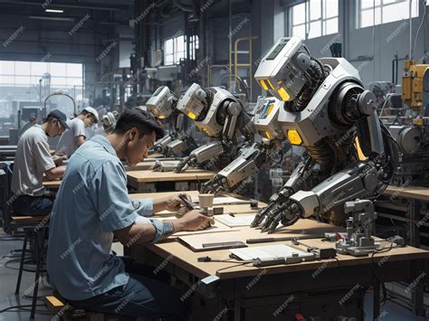 Premium AI Image | Automation in Action Robot Workers in Factory
