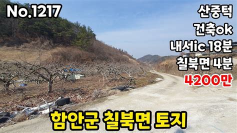 No1217 함안군 칠북면토지 4200만 산중턱 마창 20분 건축ok 일조량좋은토지 함안땅 함안토지 함안주말농장 함안