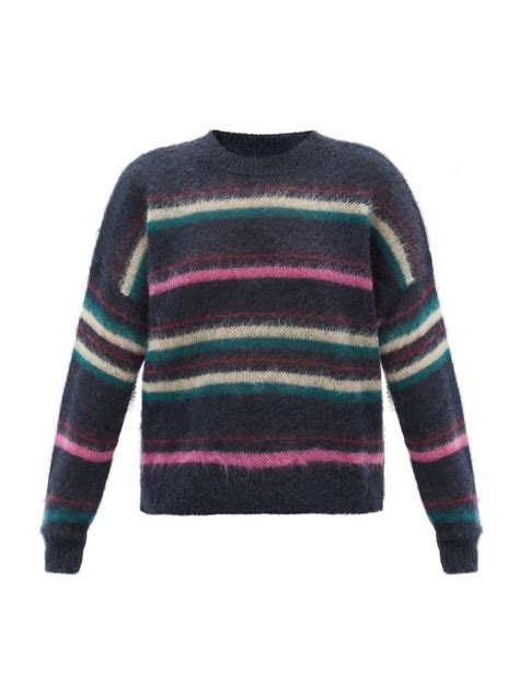 Isabel Marant Étoile Drussell Striped Mohair Blend Sweater In Navy