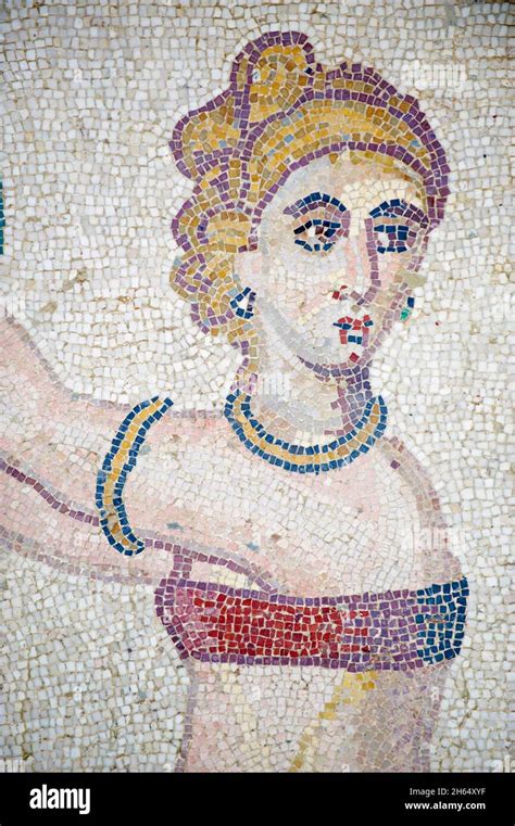 Italy Sicily Piazza Armerina Villa Romana Del Casale Mosaics Bikini Girls Unesco World