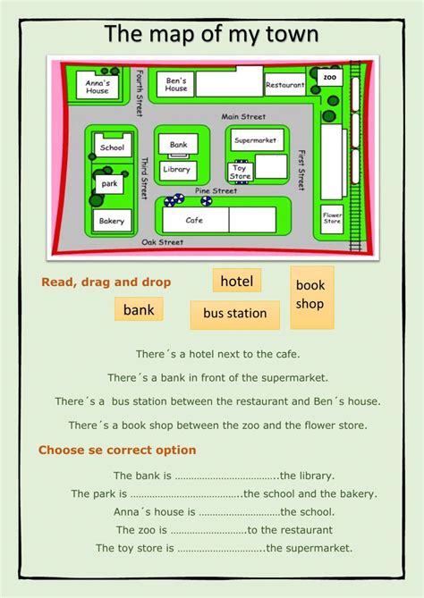 The map of my town worksheet | English worksheets for kids, English as ...