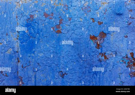 Rusty Blue Abstract Texture Metallic Door With Shabby Blue Paint