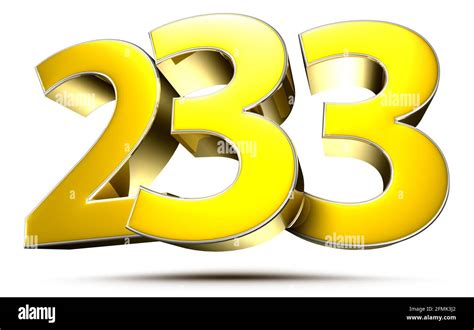 233 gold 3D illustration on white background with clipping path Stock ...