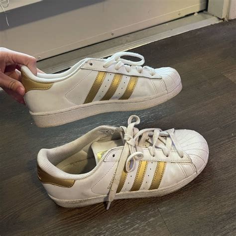 Adidas Shoes Adidas Superstar Fashion Sneaker White Gold Sneakers