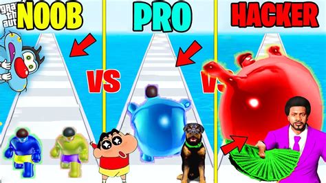 Noob Vs Pro Vs Hacker Vs God In Wobble Man Run With Shinchan Chop