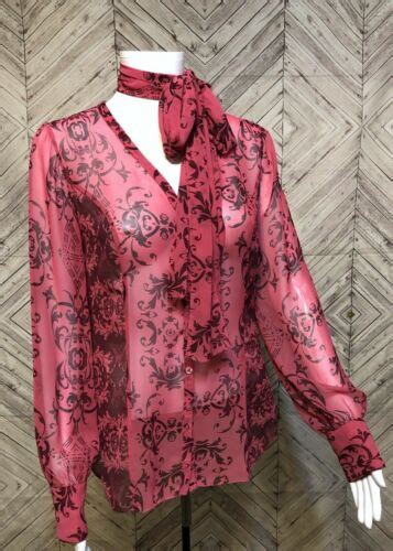 Cabi Women S Sheer Pink Blouse With Matching Neck Scarf Ebay