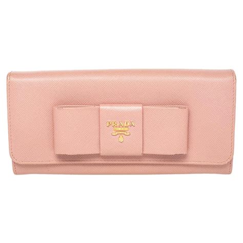 Prada Pink Saffiano Leather Bow Wallet At Stdibs