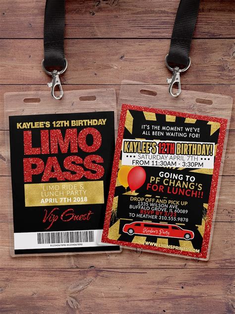 Vip Pass Limo Pass Birthday Party 21st Birthday Backstage Etsy