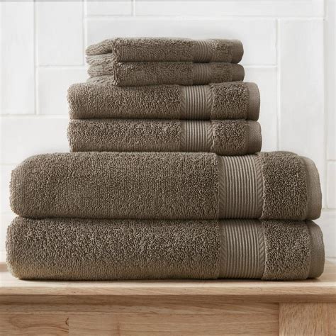 StyleWell HygroCotton Fawn Brown 6 Piece Bath Towel Set AT17643 Earth