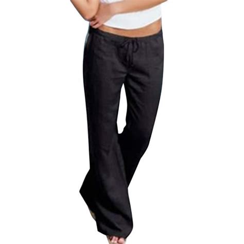 Minetom Pantalon En Lin Avec Cordon De Serrage Pour Femmes T