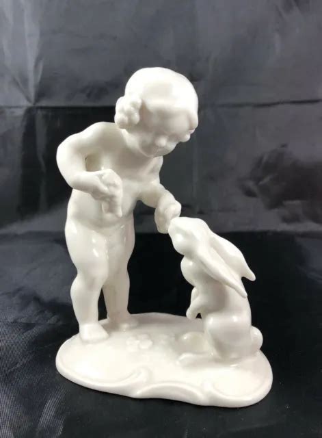 Antique Hutschenreuther Tutter Porcelain Figurine Naked Girl Feeding