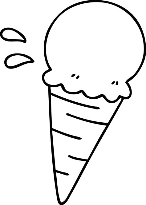 quirky line drawing cartoon vanilla ice cream 10236756 Vector Art at ...