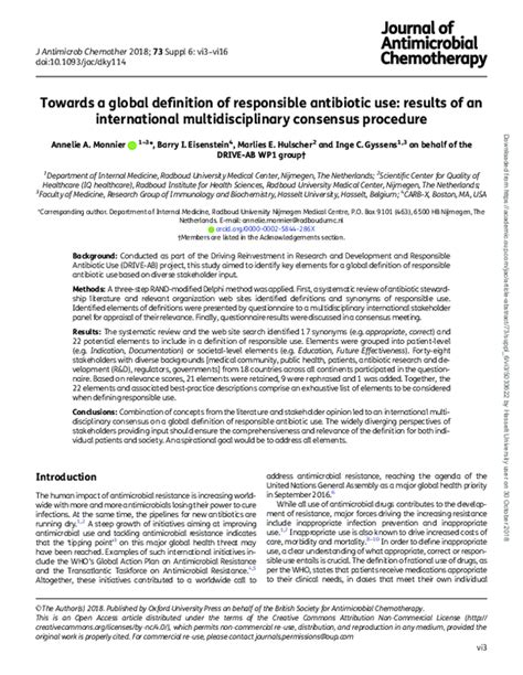 Pdf Towards A Global Definition Of Responsible Antibiotic Use