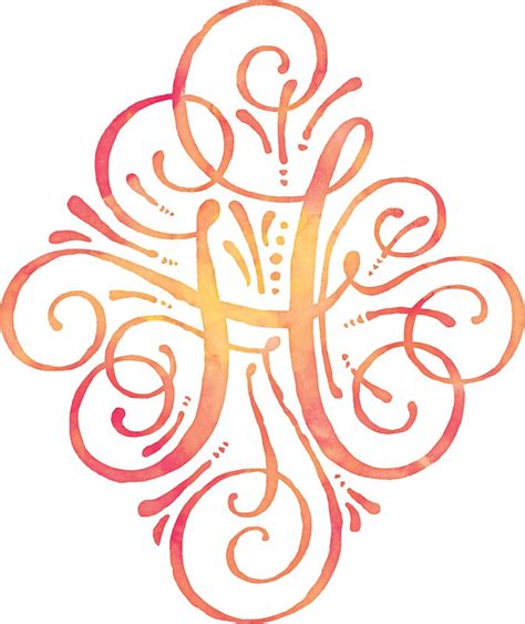 "Monogram Watercolor Calligraphy H" Stickers by junkydotcom | Redbubble