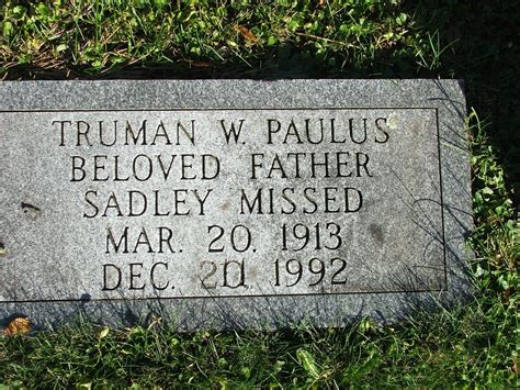 Truman Woodrow Paulus 1913 1992 Find A Grave Memorial