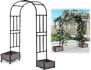 Arco Pergolato Da Giardino Arco In Metallo Nero Con X Fioriere Cm