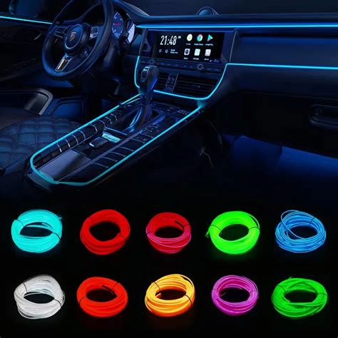 1 2 3 4 5M Car Interior Led Decorative Lamp EL Wiring Neon Strip For