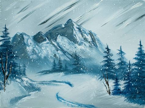 Snow Fall Bob Ross Style Original Landscape Oil Painting - Etsy