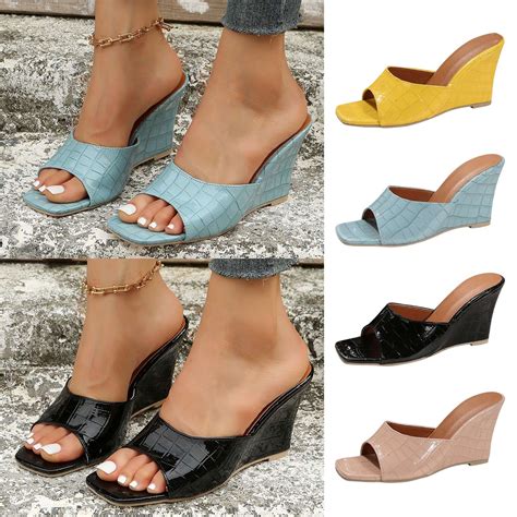 Cethrio Wedge Sandals For Women On Clearance Wide Width Slides Sandal