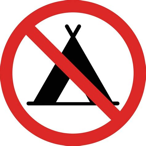 No Camping Sign Tents Are Not Allowed Symbol Red Prohibition Icon