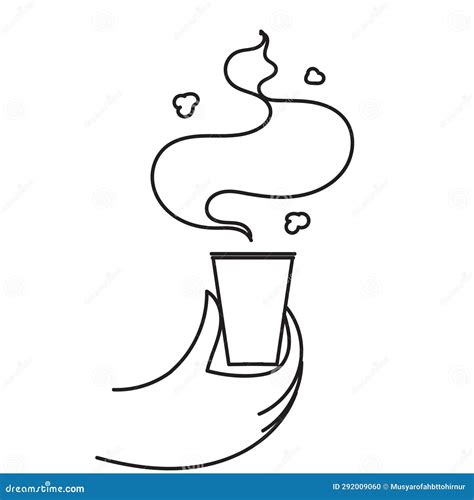 Hand Drawn Doodle Hand Holding Cup With Hot Drink Illustration Stock Illustration Illustration
