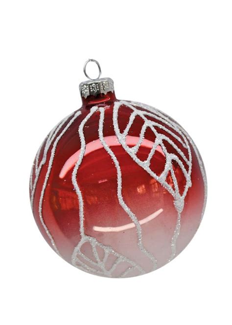 Glass Bauble Red With Leaf Design 8cm The Cps Warehouse